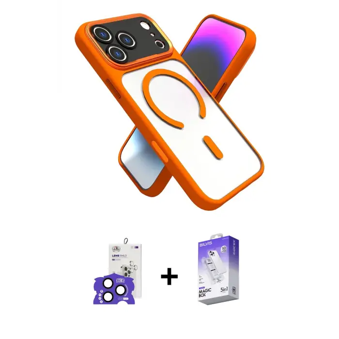 ieg™ iPhone 17 Pro Max Kılıf Nova Yansıma Serisi - Siyah Bilvis 5in1 3D Magic Cam Ekran Koruyucu + Bilvis Titan Kamera Lens - LT