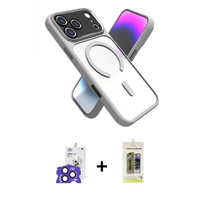 ieg™ iPhone 17 Pro Max Kılıf Nova Yansıma Serisi - Siyah Joko Magic 5D Hayalet Cam + Bilvis Titan Kamera Lens - LT