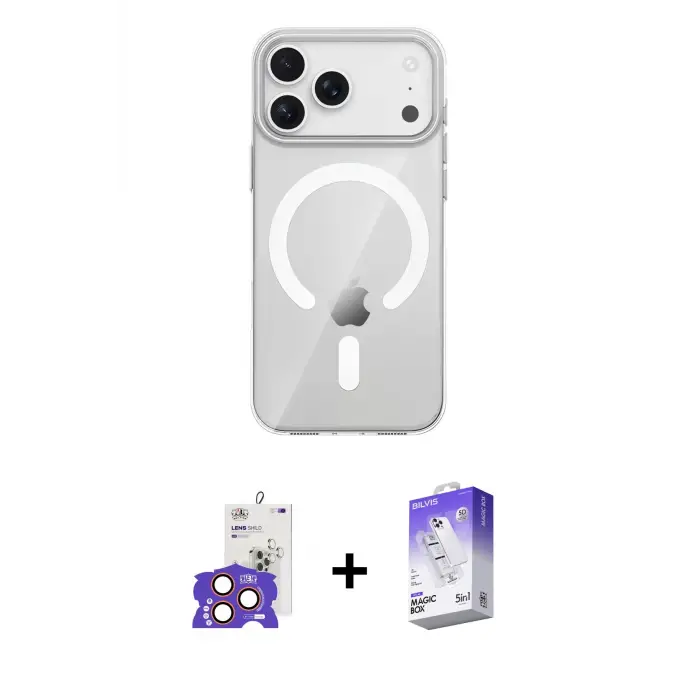 ieg™ iPhone 17 Pro Max Kılıf Pusula Form Özel Seri - Siyah Bilvis 5in1 3D Magic Cam Ekran Koruyucu + Bilvis Titan Kamera Lens - TU