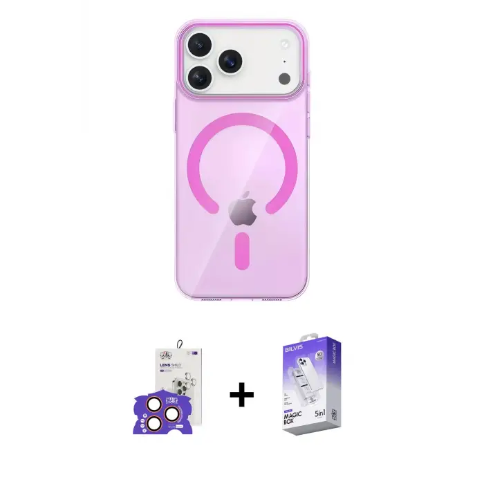 ieg™ iPhone 17 Pro Max Kılıf Pusula Form Özel Seri - Siyah Bilvis 5in1 3D Magic Cam Ekran Koruyucu + Bilvis Titan Kamera Lens - TU