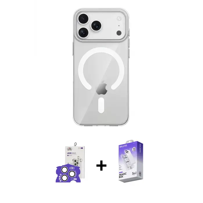 ieg™ iPhone 17 Pro Max Kılıf Pusula Form Özel Seri - Siyah Bilvis 5in1 3D Magic Cam Ekran Koruyucu + Bilvis Titan Kamera Lens - GS