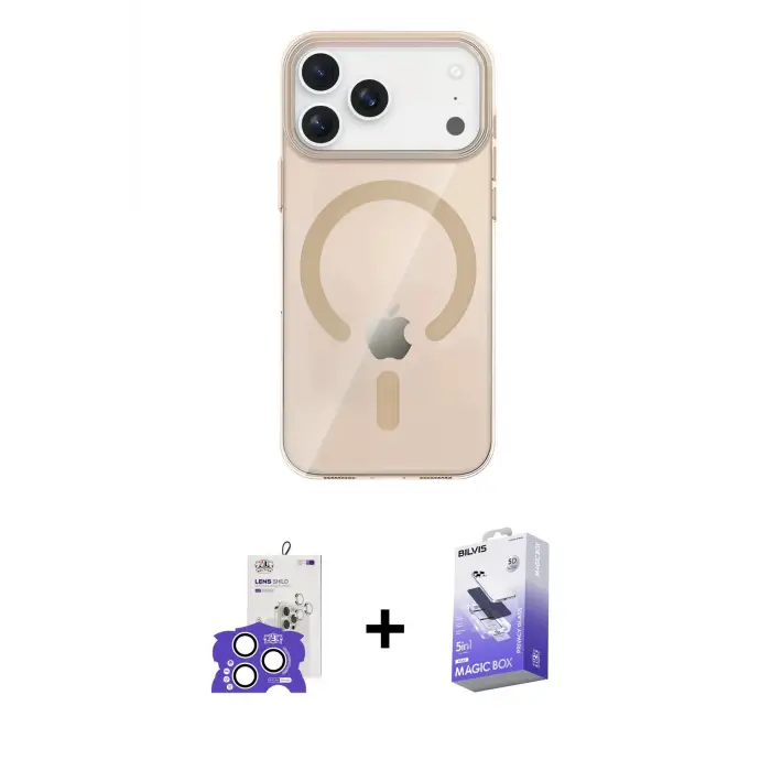 ieg™ iPhone 17 Pro Max Kılıf Pusula Form Özel Seri - Siyah Bilvis 5in1 5D Magic Hayalet Cam Ekran Koruyucu + Bilvis Titan Kamera Lens - GS