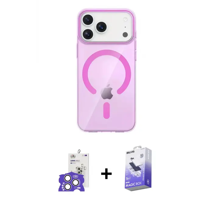 ieg™ iPhone 17 Pro Max Kılıf Pusula Form Özel Seri - Siyah Bilvis 5in1 5D Magic Hayalet Cam Ekran Koruyucu + Bilvis Titan Kamera Lens - GS