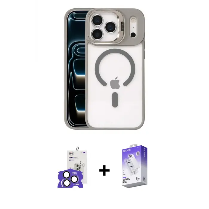 ieg™ iPhone 17 Pro Max Kılıf Yadigar Asil Koleksiyonu - Siyah Bilvis 5in1 3D Magic Cam Ekran Koruyucu + Bilvis Titan Kamera Lens - NLGY