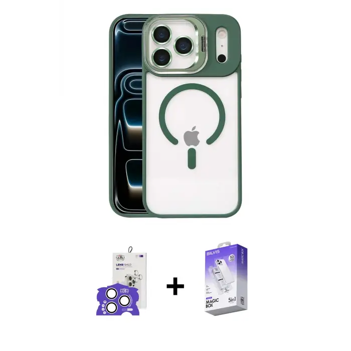 ieg™ iPhone 17 Pro Max Kılıf Yadigar Asil Koleksiyonu - Siyah Bilvis 5in1 3D Magic Cam Ekran Koruyucu + Bilvis Titan Kamera Lens - GS
