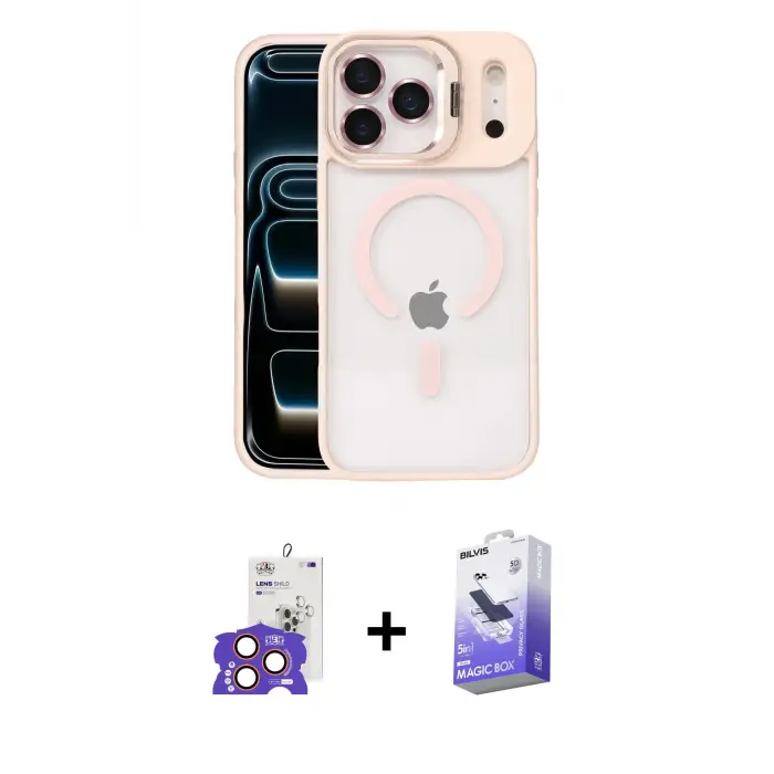 ieg™ iPhone 17 Pro Max Kılıf Yadigar Asil Koleksiyonu - Siyah Bilvis 5in1 5D Magic Hayalet Cam Ekran Koruyucu + Bilvis Titan Kamera Lens - TU
