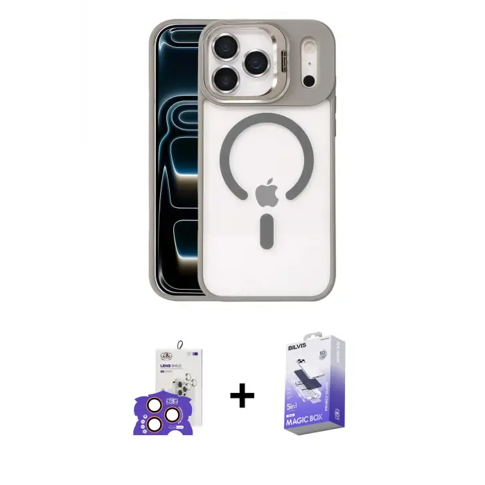 ieg™ iPhone 17 Pro Max Kılıf Yadigar Asil Koleksiyonu - Siyah Bilvis 5in1 5D Magic Hayalet Cam Ekran Koruyucu + Bilvis Titan Kamera Lens - TU