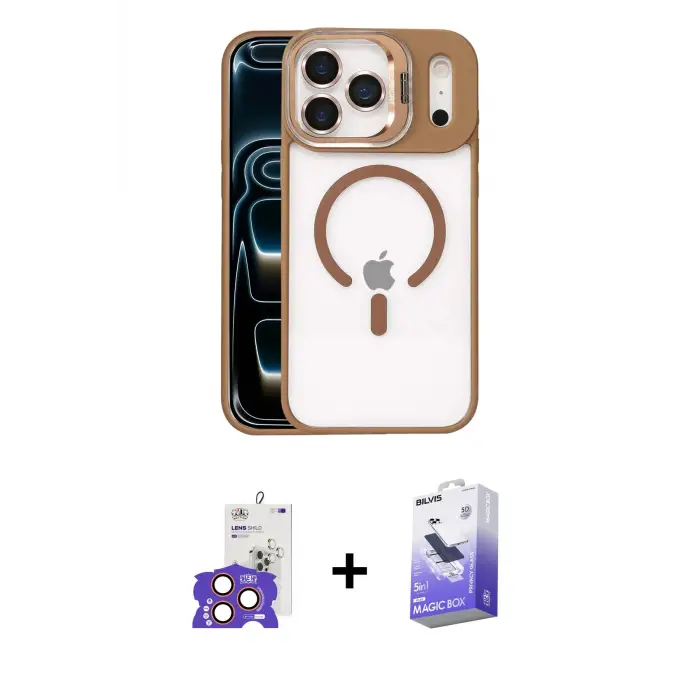 ieg™ iPhone 17 Pro Max Kılıf Yadigar Asil Koleksiyonu - Siyah Bilvis 5in1 5D Magic Hayalet Cam Ekran Koruyucu + Bilvis Titan Kamera Lens - TU