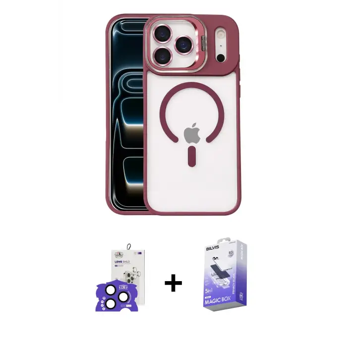 ieg™ iPhone 17 Pro Max Kılıf Yadigar Asil Koleksiyonu - Siyah Bilvis 5in1 5D Magic Hayalet Cam Ekran Koruyucu + Bilvis Titan Kamera Lens - LT
