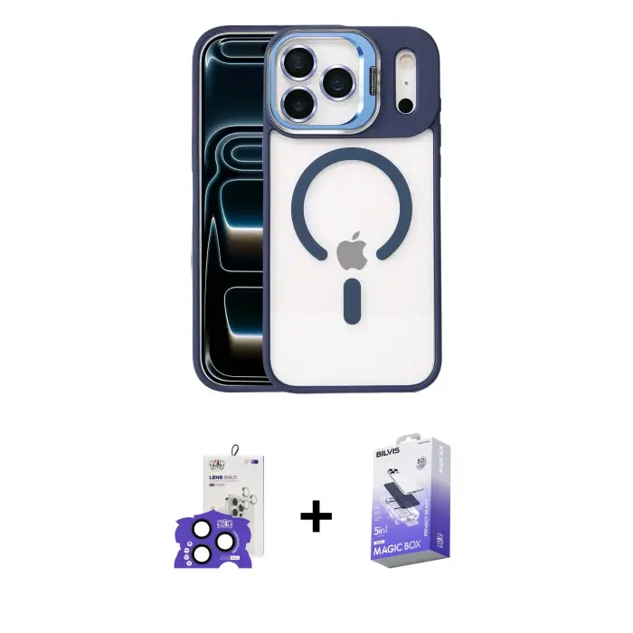 ieg™ iPhone 17 Pro Max Kılıf Yadigar Asil Koleksiyonu - Siyah Bilvis 5in1 5D Magic Hayalet Cam Ekran Koruyucu + Bilvis Titan Kamera Lens - LT