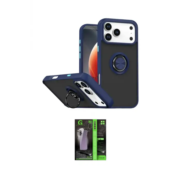 ieg™ iPhone 17 Pro Max Kılıf Yörünge Çizgi - Siyah 360 Mat Full Body Arka Koruyucu