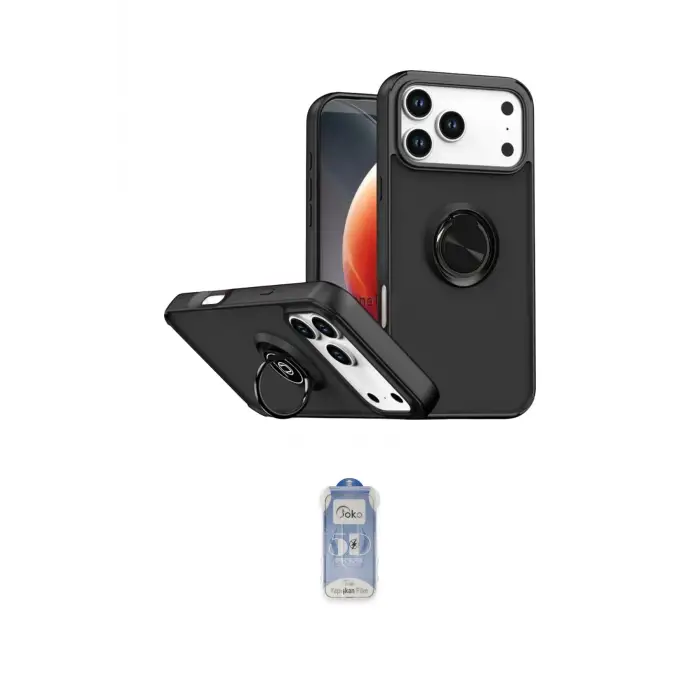 ieg™ iPhone 17 Pro Max Kılıf Yörünge Çizgi - Siyah Joko Magic 5D Cam