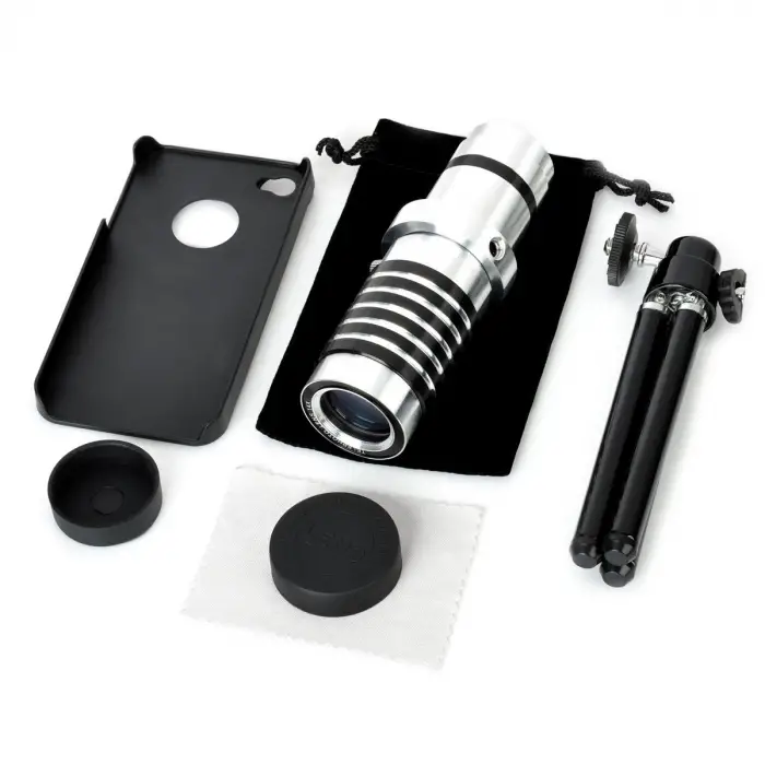 Iphone 5 5S - Iphone 4 4S Için Alüminyum 14X Optik Zoom Yakından Görüntü Çekme Dürbün