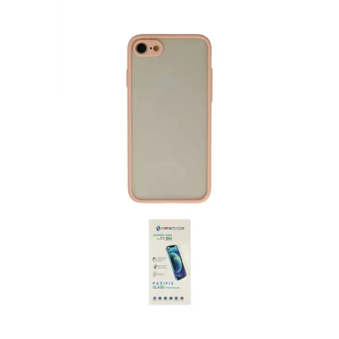 ieg™ iPhone 7 Kılıf Ahenk Çizgi Serisi - Şeffaf Pasifik Cam Ekran Koruyucu