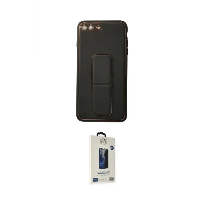ieg™ iPhone 7 Plus Kılıf Akış Doku - Siyah Bilvis Hayalet Cam Ekran Koruyucu