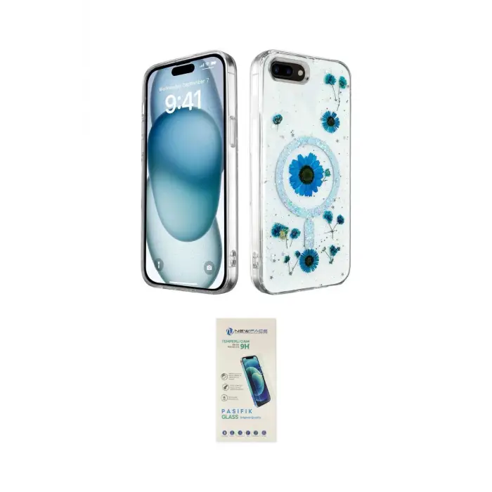 ieg™ iPhone 7 Plus Kılıf Kozmos Doku - Şeffaf Pasifik Cam Ekran Koruyucu