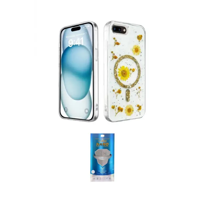ieg™ iPhone 7 Plus Kılıf Kozmos Doku - Şeffaf Royal Nano Ekran Koruyucu