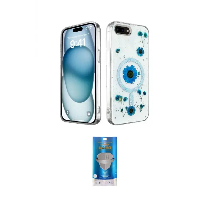 ieg™ iPhone 7 Plus Kılıf Kozmos Doku - Şeffaf Royal Nano Ekran Koruyucu
