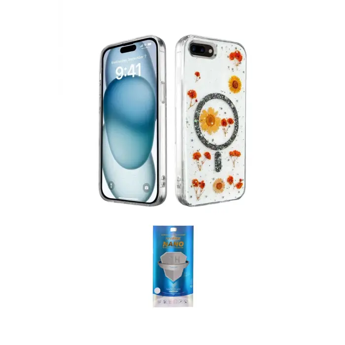 ieg™ iPhone 7 Plus Kılıf Kozmos Doku - Şeffaf Royal Nano Ekran Koruyucu