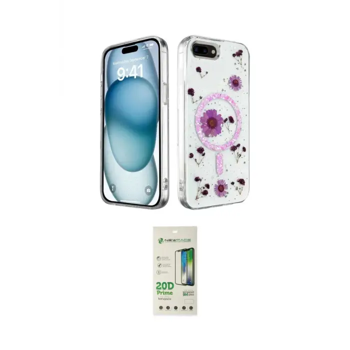ieg™ iPhone 7 Plus Kılıf Kozmos Doku - Siyah 20D Premium Cam Ekran Koruyucu