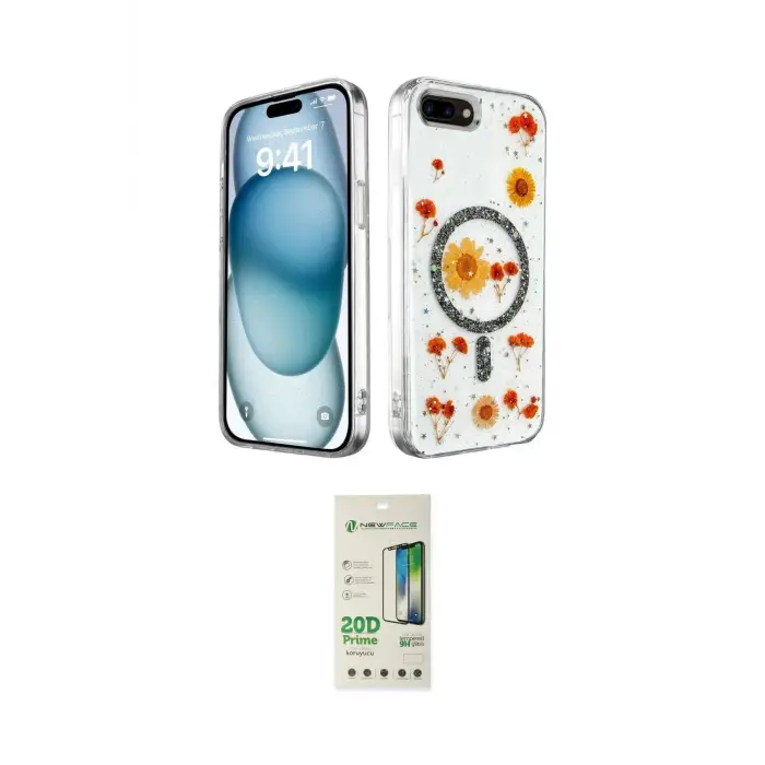 ieg™ iPhone 7 Plus Kılıf Kozmos Doku - Siyah 20D Premium Cam Ekran Koruyucu