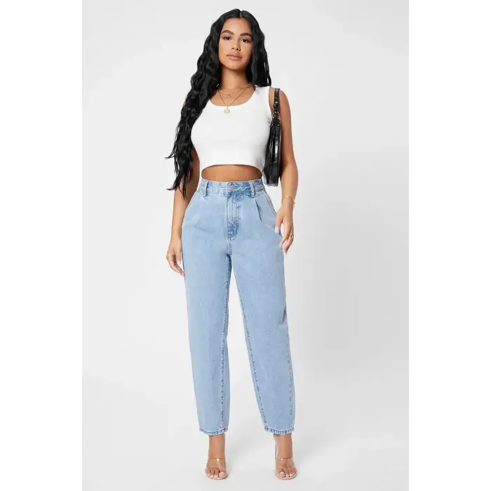 ieg™ Kadın Beyaz Kare Yaka Crop Top Bluz
