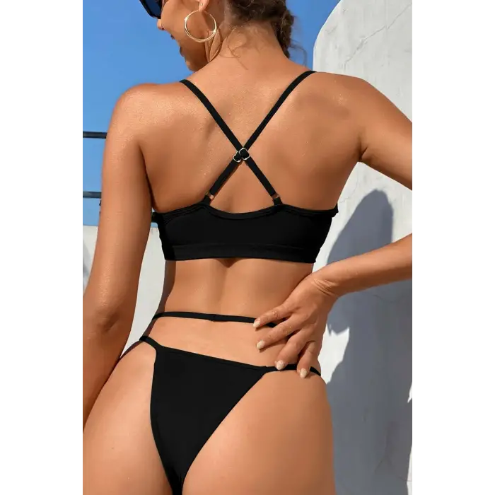 ieg™ Kadın Siyah File Detaylı Özel Bikini Takımı
