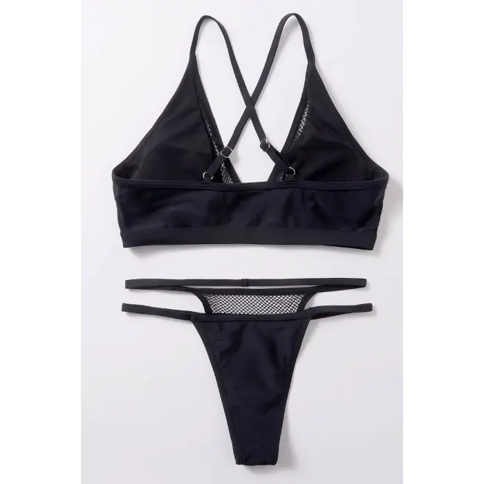 ieg™ Kadın Siyah File Detaylı Özel Bikini Takımı