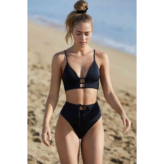 ieg™ Kadın Siyah Yüksek Bel Özel Bikini Takımı