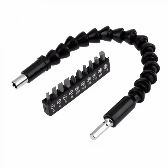 ieg™ Matkap Ucu - Bükülebilir Oynar  Vidalama Bits Uzatma Aparatı 30cm - Komple Set