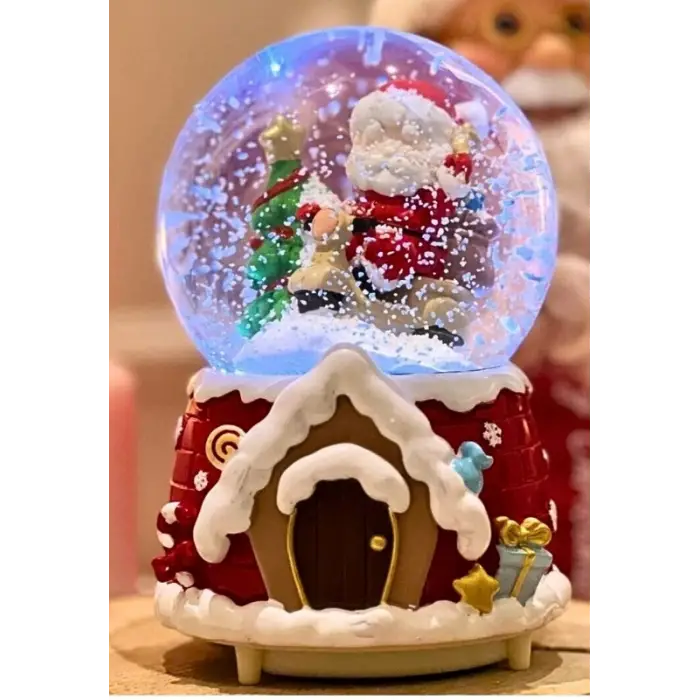 Mega Boy 2025 Yılbaşı Noel Baba Temalı Kar Püskürtmeli Işıklı Müzikli  Kar Küresi 16 cm- 18A