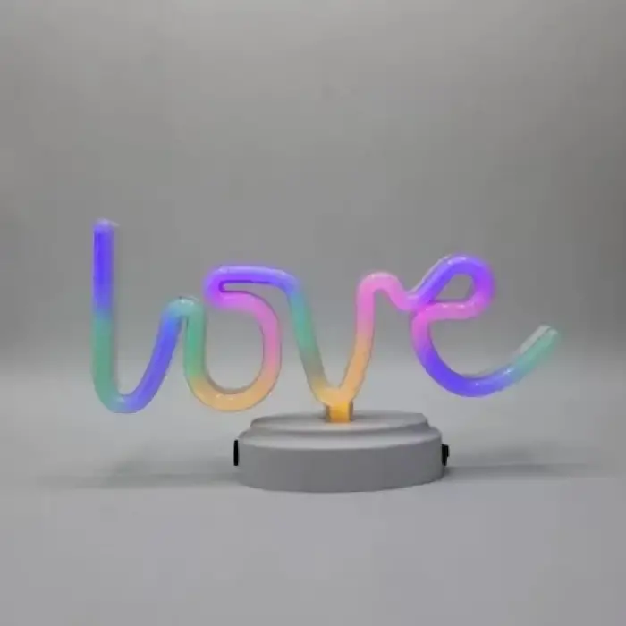 Neon Işıklı Love Yazılı Masa Gece Lambası