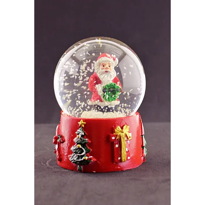 Noel Baba 2023  Merry Christmas Tasarımlı 9 cm Orta Boy Işıklı Kar Küresi 1B