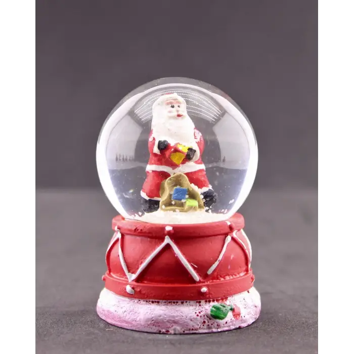 Noel Baba Hediye Torbası Mini Boy Işıklı Yılbaşı Kar Küresi 6.5 cm 5A