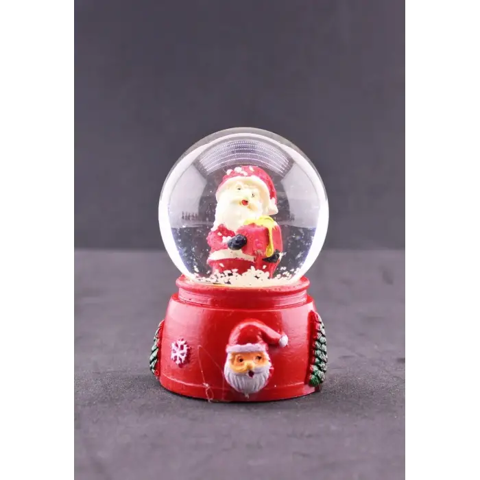 Noel Baba ve Hediye Paketi Temalı Mini Boy Işıklı  Yılbaşı Kar Küresi 6.5 cm1A