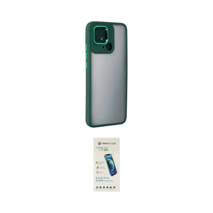 ieg™ Redmi 10C Kılıf Eksen Doku Prime - Şeffaf Pasifik Cam Ekran Koruyucu