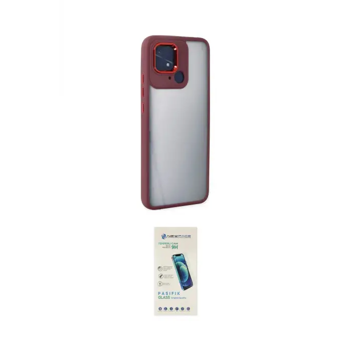 ieg™ Redmi 10C Kılıf Eksen Doku Prime - Şeffaf Pasifik Cam Ekran Koruyucu