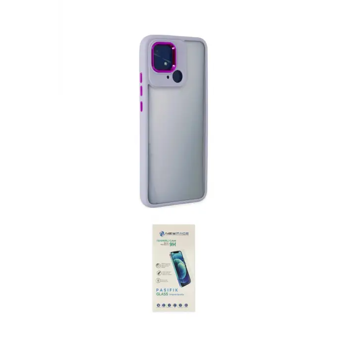 ieg™ Redmi 10C Kılıf Eksen Doku Prime - Şeffaf Pasifik Cam Ekran Koruyucu