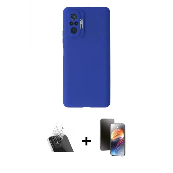 ieg™ Redmi Note 10 Pro Kılıf Kozmos Yansıma Özel Seri - Siyah 3D Antistatik Mat Seramik Nano Ekran Koruyucu + Kamera Lens Koruma Cam - SF