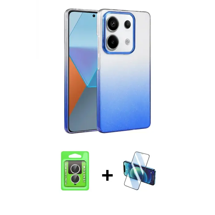 ieg™ Redmi Note 13 Pro 4G Kılıf Kıvılcım Minimal Özel Seri - Siyah 3D Antistatik Seramik Nano Ekran Koruyucu + Raze Metal Kamera Lens - GS