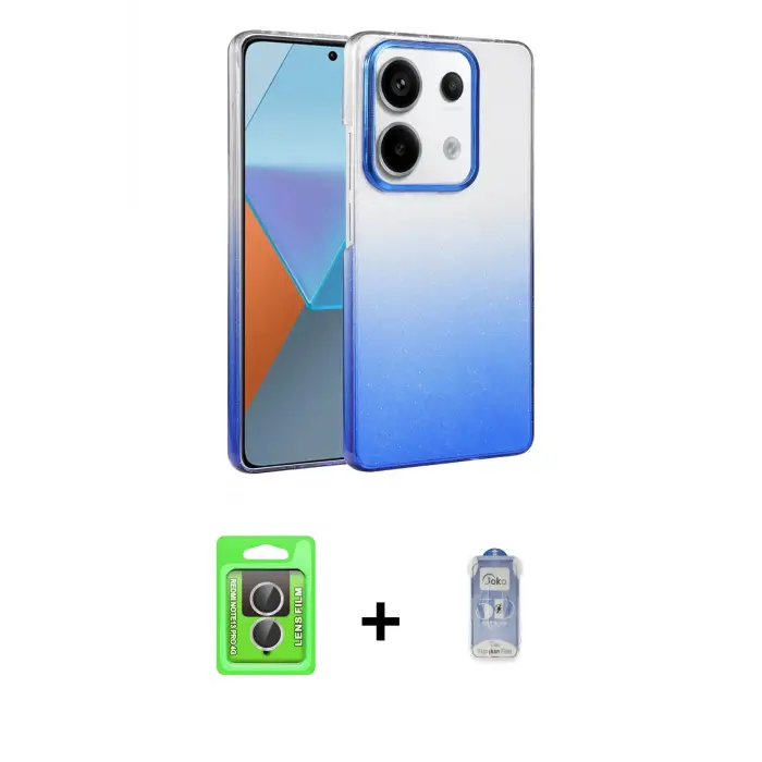 ieg™ Redmi Note 13 Pro 4G Kılıf Kıvılcım Minimal Özel Seri - Siyah Joko Magic 5D Cam + Raze Metal Kamera Lens - GS