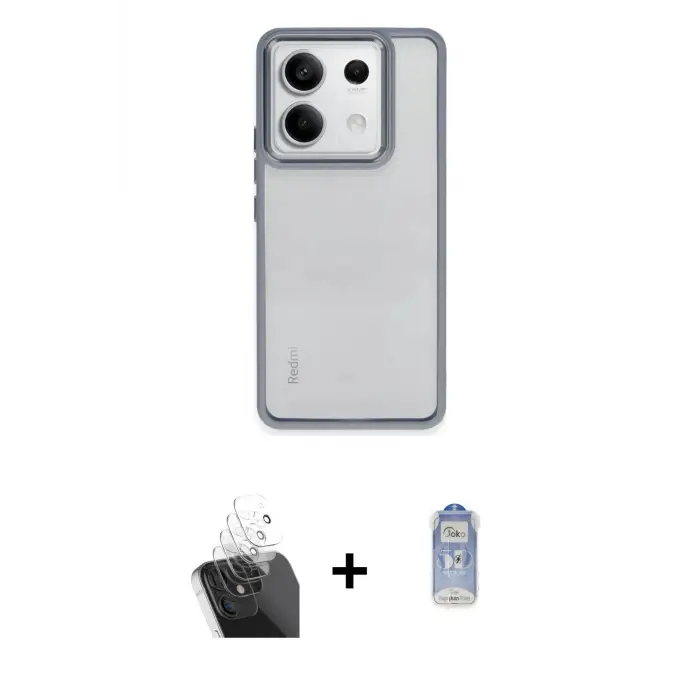 ieg™ Redmi Note 13 Pro 4G Kılıf Nova Işık Serisi - Siyah Joko Magic 5D Cam + Kamera Lens Koruma Cam - SF