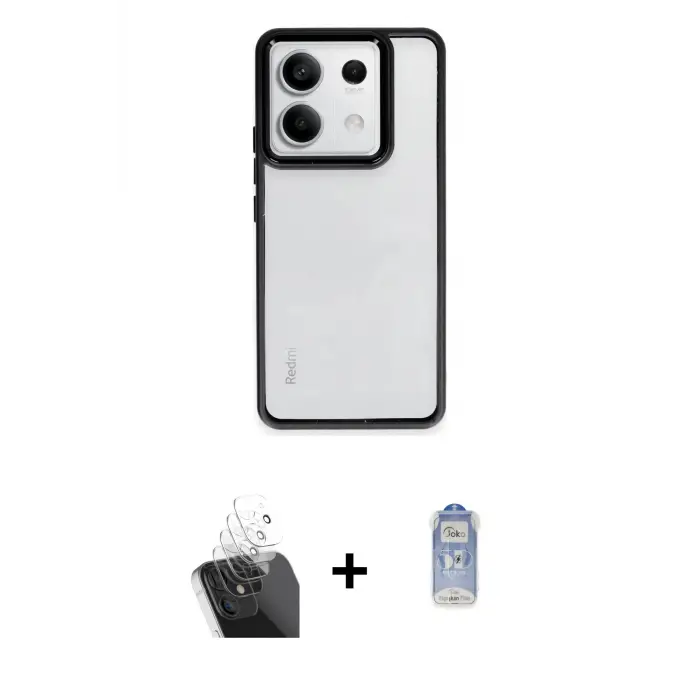 ieg™ Redmi Note 13 Pro 4G Kılıf Nova Işık Serisi - Siyah Joko Magic 5D Cam + Kamera Lens Koruma Cam - SF