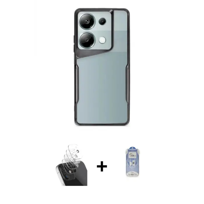 ieg™ Redmi Note 13 Pro 5G Kılıf Akış Çizgi Koleksiyonu - Siyah Joko Magic 5D Cam + Kamera Lens Koruma Cam - SF