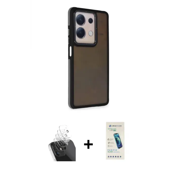ieg™ Redmi Note 13 Pro 5G Kılıf Eksen Işık - Şeffaf Pasifik Cam Ekran Koruyucu + Kamera Lens Koruma Cam - SF