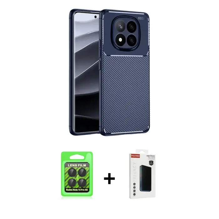 ieg™ Redmi Note 14 Pro 4G Kılıf Eksen Form Prime - Şeffaf Hayalet Polymer Nano Ekran Koruyucu + Raze Metal Kamera Lens - SH