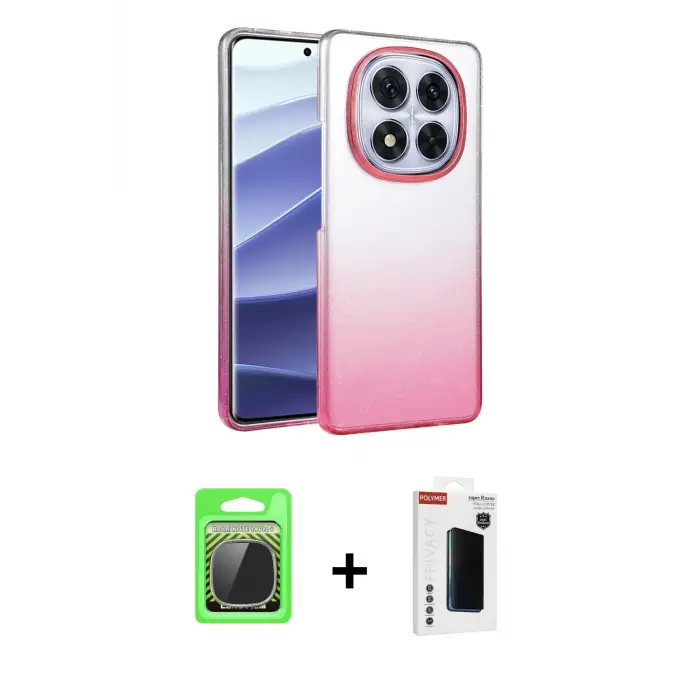 ieg™ Redmi Note 14 Pro Plus Kılıf Kıvılcım Minimal Özel Seri - Siyah Hayalet Polymer Nano Ekran Koruyucu + Raze Metal Kamera Lens - GS