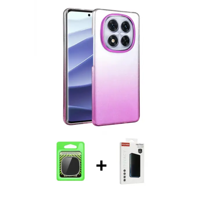 ieg™ Redmi Note 14 Pro Plus Kılıf Kıvılcım Minimal Özel Seri - Siyah Hayalet Polymer Nano Ekran Koruyucu + Raze Metal Kamera Lens - GS