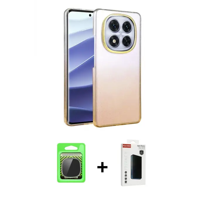 ieg™ Redmi Note 14 Pro Plus Kılıf Kıvılcım Minimal Özel Seri - Siyah Hayalet Polymer Nano Ekran Koruyucu + Raze Metal Kamera Lens - GS