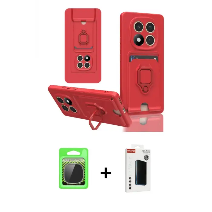 ieg™ Redmi Note 14 Pro Plus Kılıf Vadi Form Prime - Siyah Hayalet Polymer Nano Ekran Koruyucu + Raze Metal Kamera Lens - GS